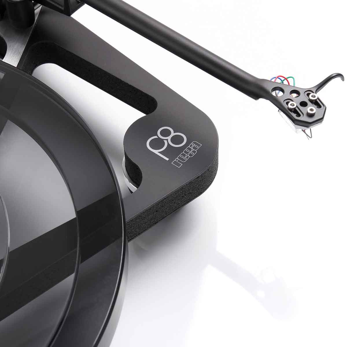 Rega Planar 8 Turntable black close-up of tonearm