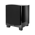 Revel B112v2 12” 1000W Powered Subwoofer - black single with grille - angled front view