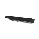 Kanto S10 Center Channel Speaker Stand - Black angled right front view with soundbar