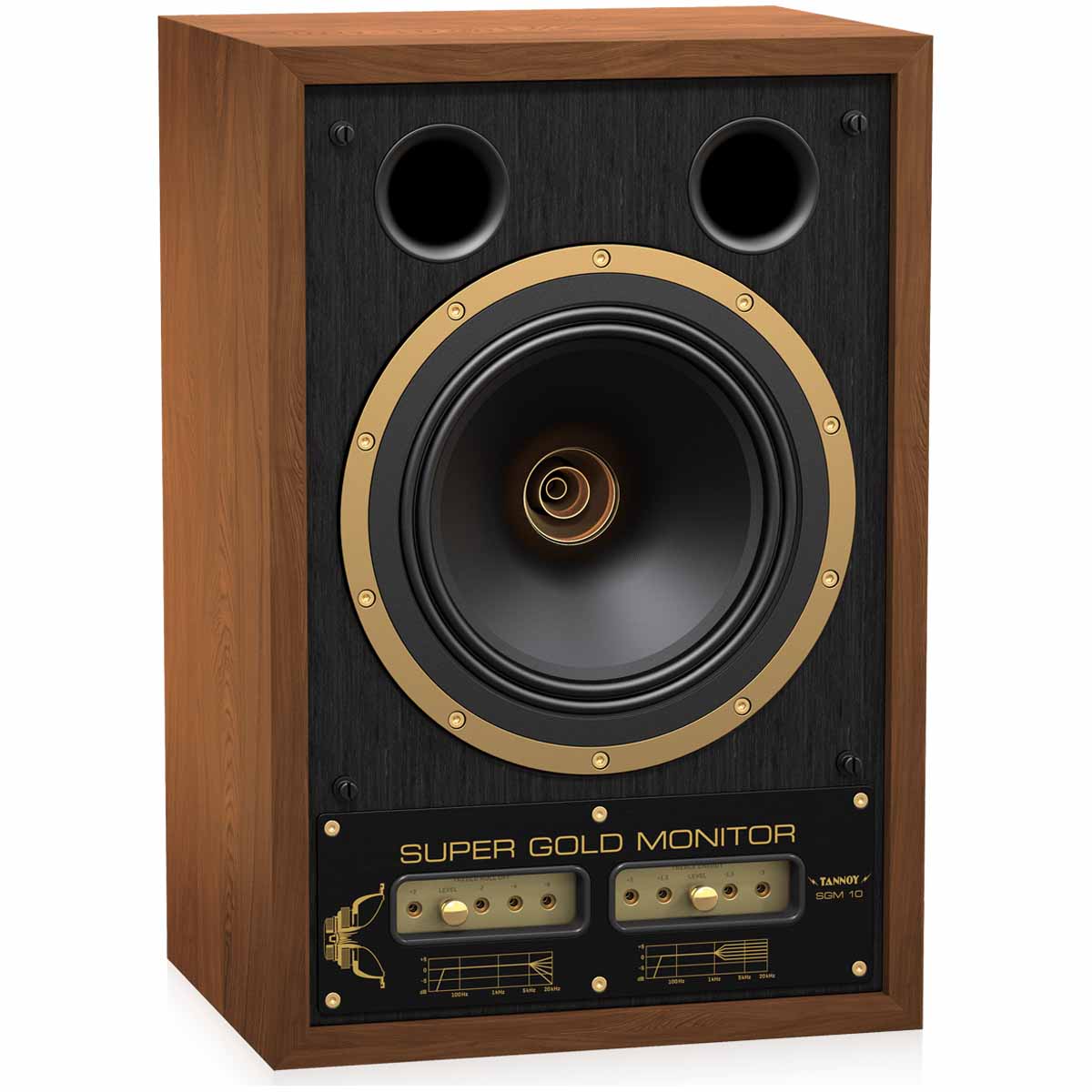 Tannoy SGM 10 2-Way Standmount 10” Dual Concentric HiFi Loudspeaker - Oiled Walnut - Each angled front view without grille