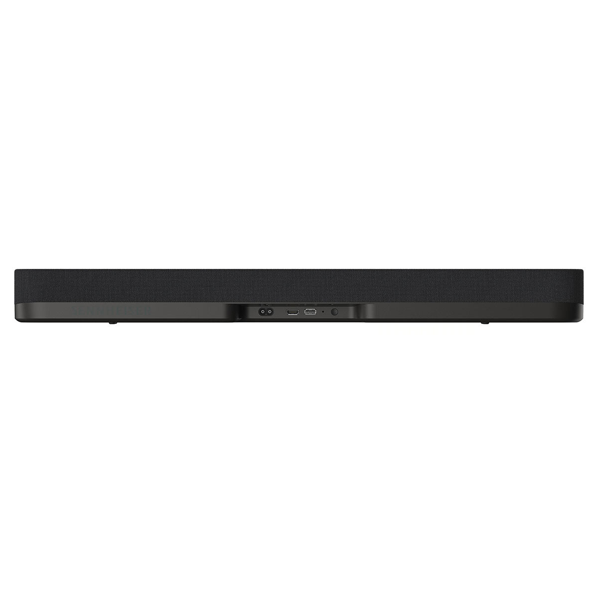 Sennheiser Ambeo Soundbar Mini on white background showing rear inputs