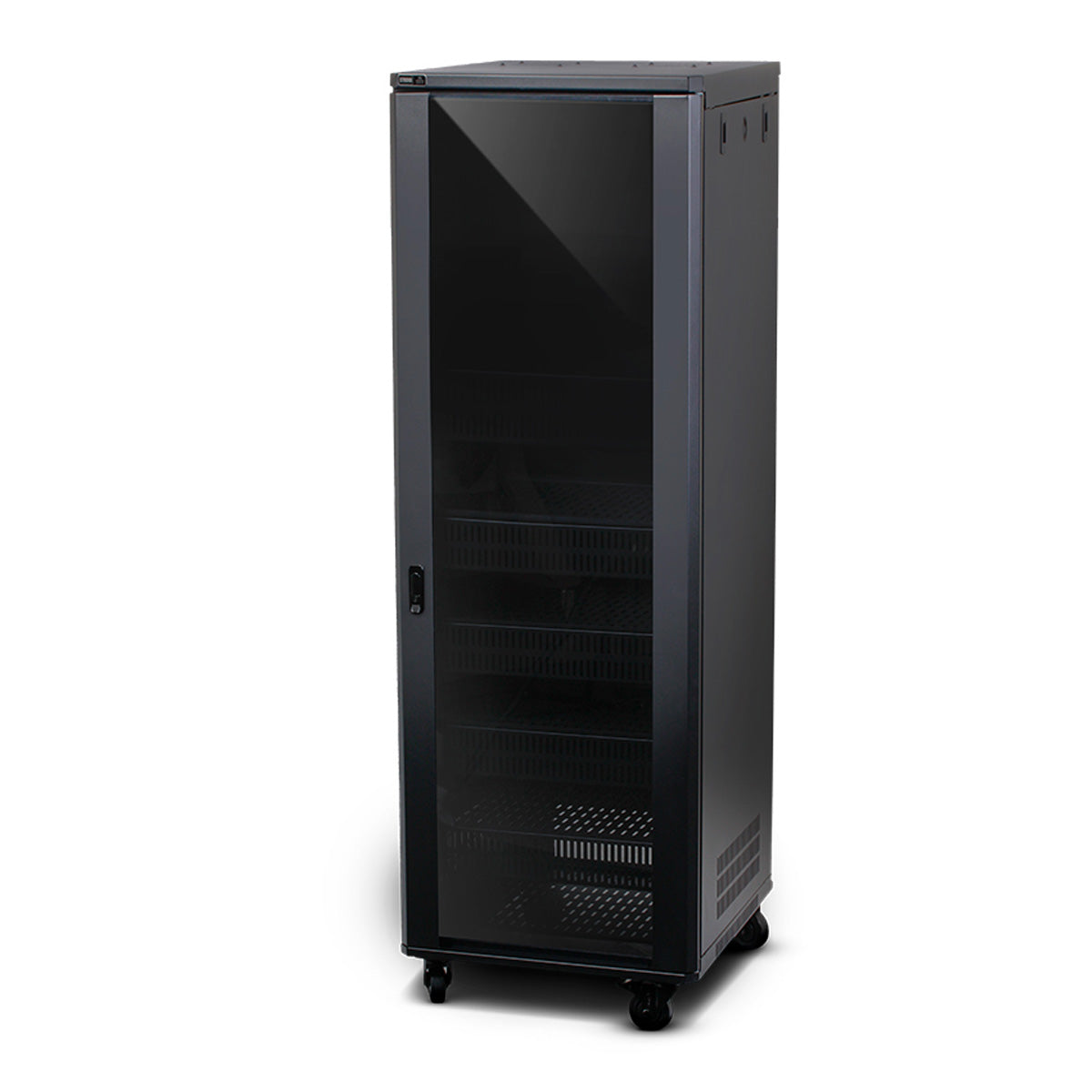 Strong FS Series Rack System with DC Fans - 35U angled front view with door closed