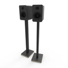 Kanto ST34P 34" Universal Bookshelf Speaker Floor Stand with Plywood Base - Pair With speakers example view