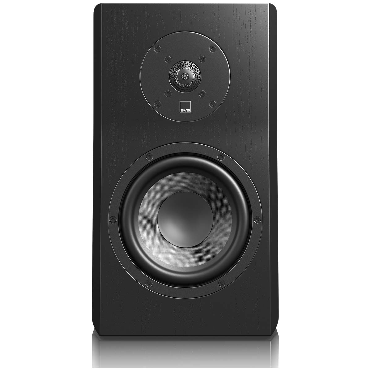 SVS Ultra Evolution Bookshelf Speaker - single black oak without grille - front view