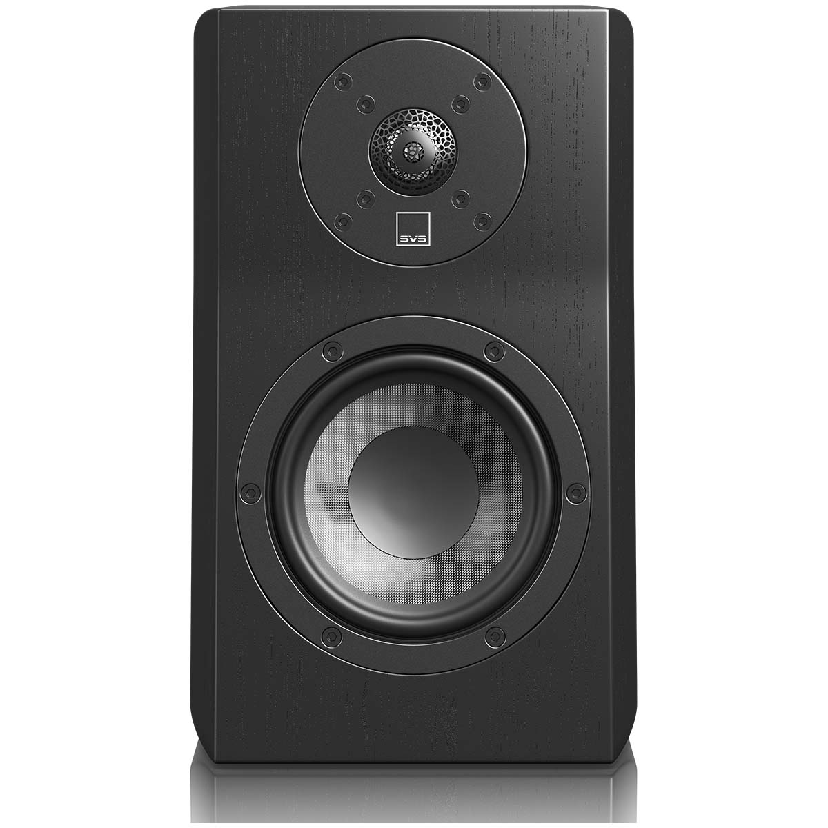 SVS Ultra Evolution Nano Bookshelf Speaker - single black oak without grille - front view