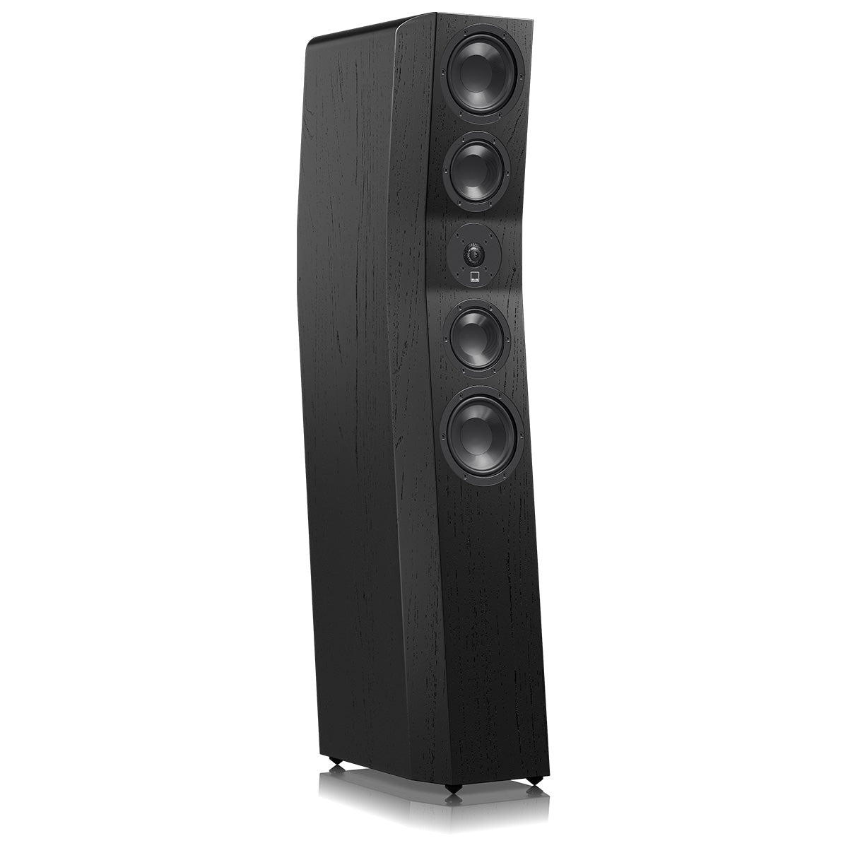 SVS Ultra Evolution Tower Floorstanding Loudspeaker - single black oak without grille - angled front view