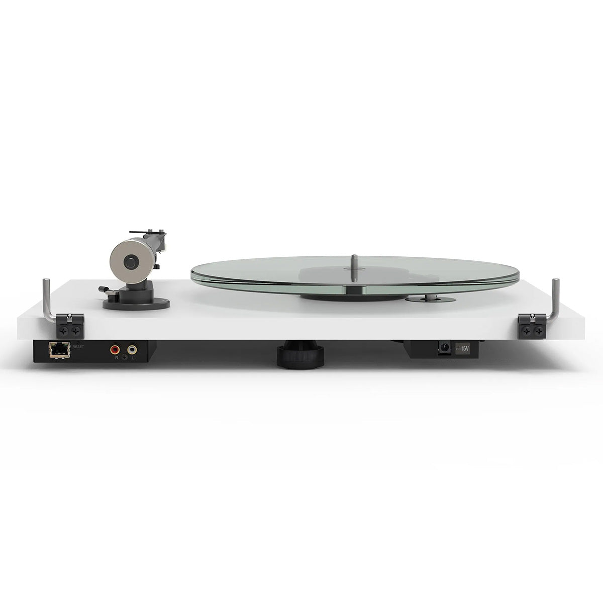 Pro-Ject T2 W Wi-Fi Streaming Hi-Fi Turntable - satin white - rear view with components