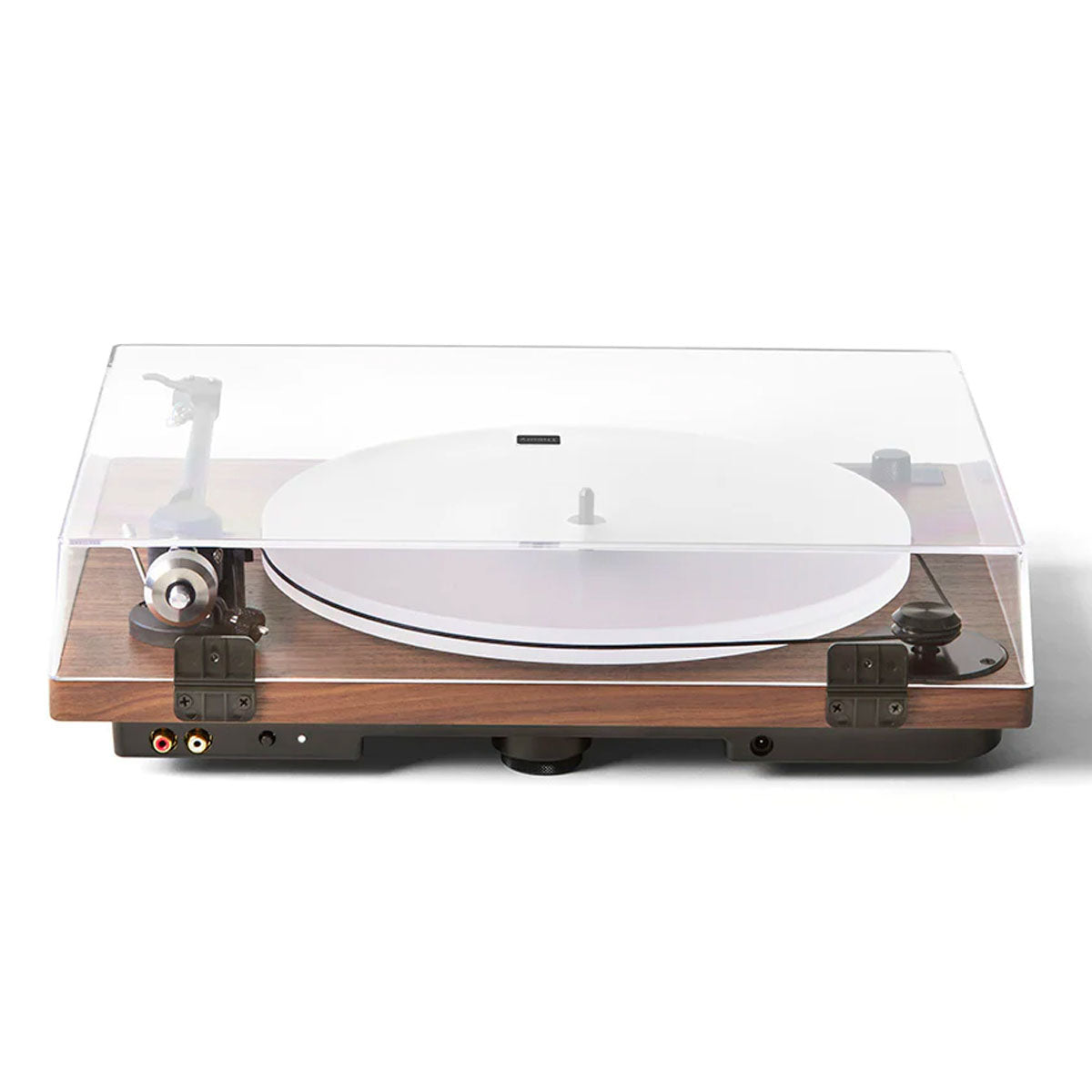 U-Turn Orbit Theory Turntable - Rift Walnut rear view with preamp