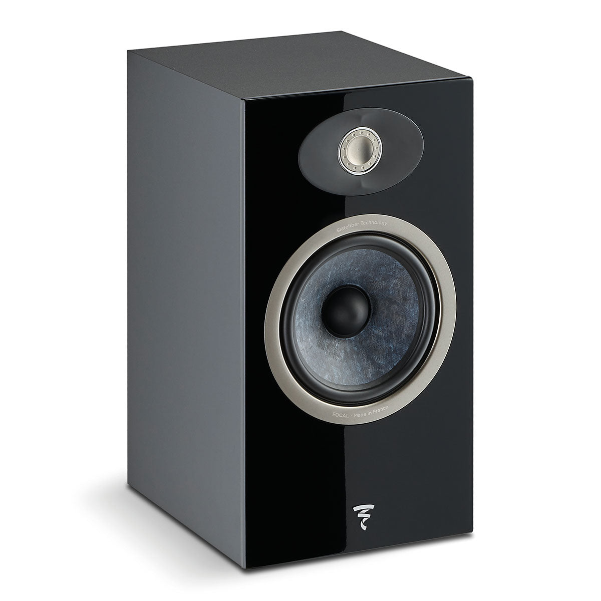 Focal Theva No1 Bookshelf Speakers - Black - Pair - angled right front view without grille