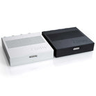 Overhead Side view Chord Electronics TToby 100W Stereo Power Amplifiers - Silver and Black