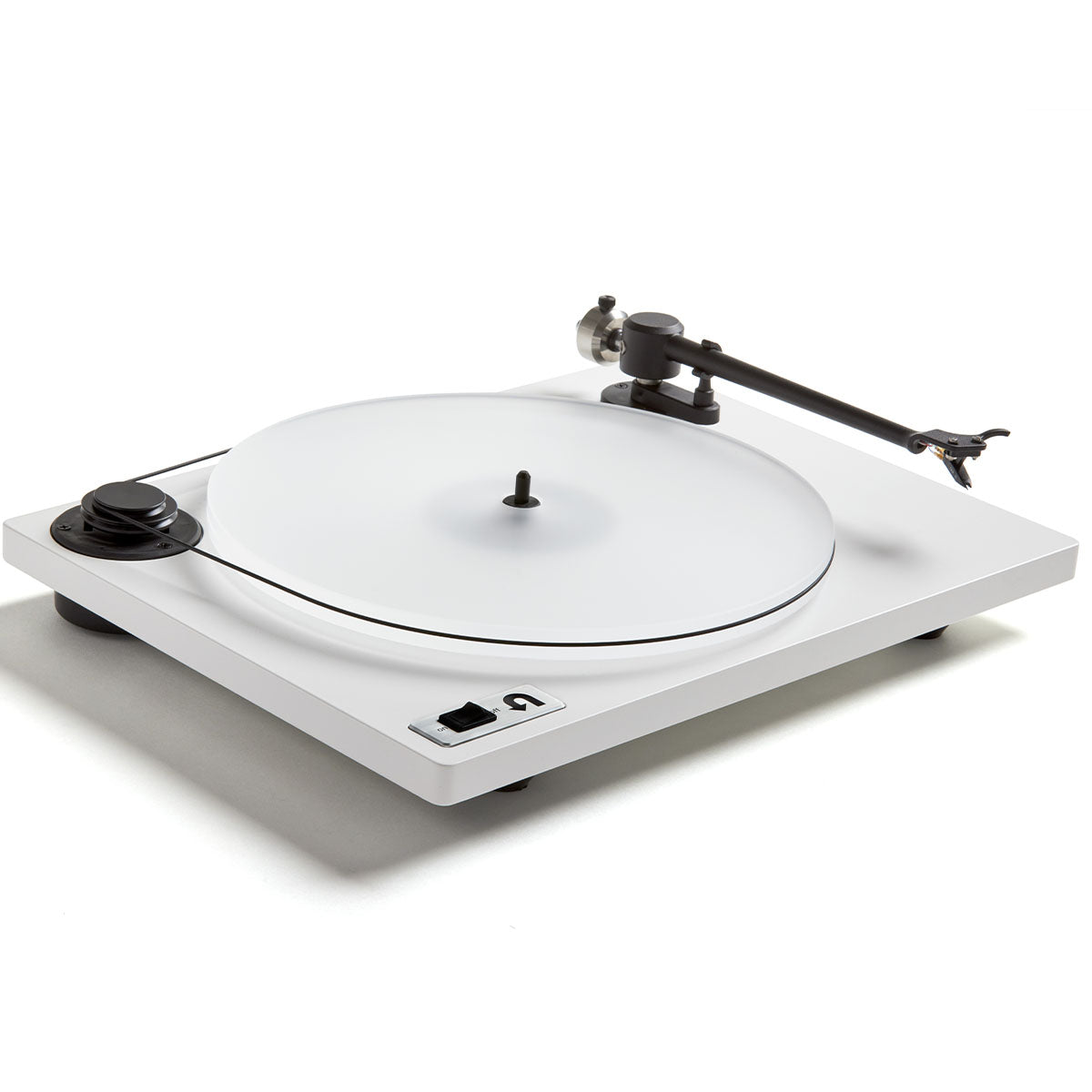 U-Turn Orbit 2 Plus Turntable - angle showing tonearm - white