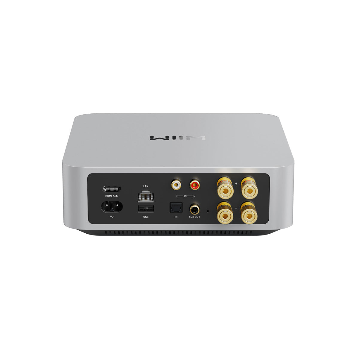 WiiM Amp Multiroom Streaming Amplifier - silver - rear components view