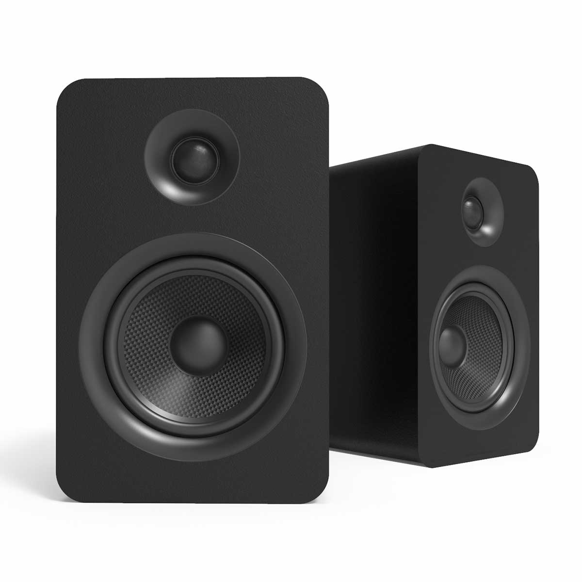 Kanto YU6 Passive Bookshelf Speakers, Black, front angle