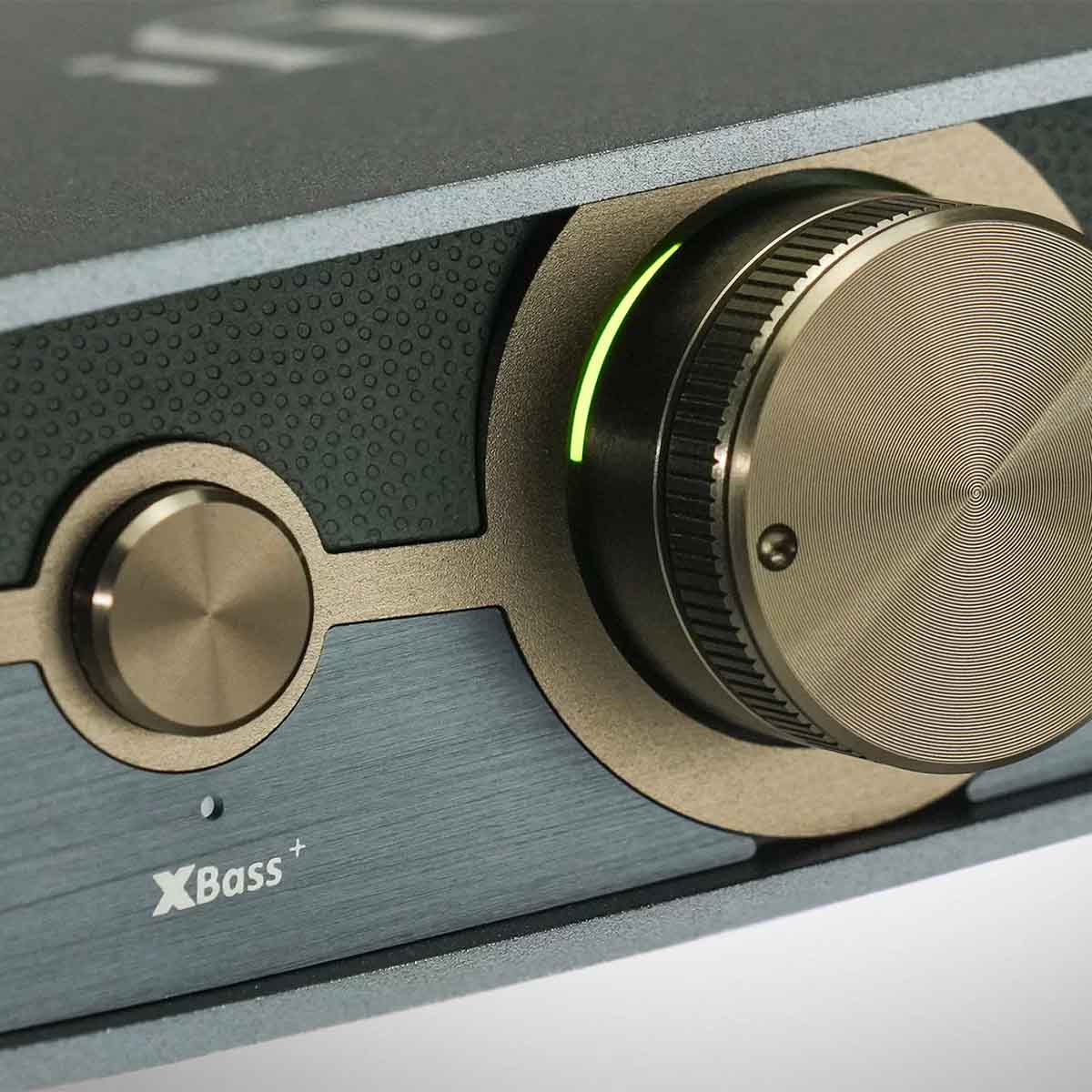 iFi Audio ZEN DAC 3 USB-C Desktop DAC - zoomed view of volume knob and XBass+ button