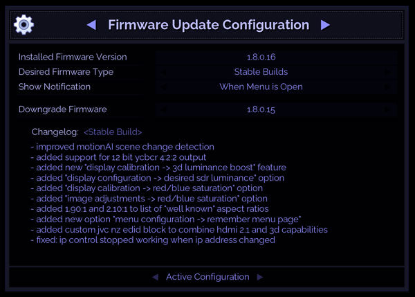 Firmware Update Config Screenshot